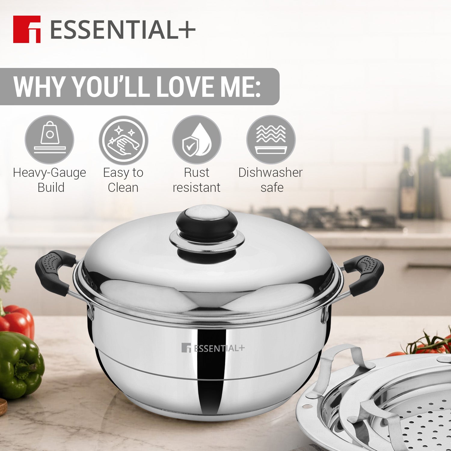Essential Plus Stainless Steel 7 Pcs Multikadai 27cm