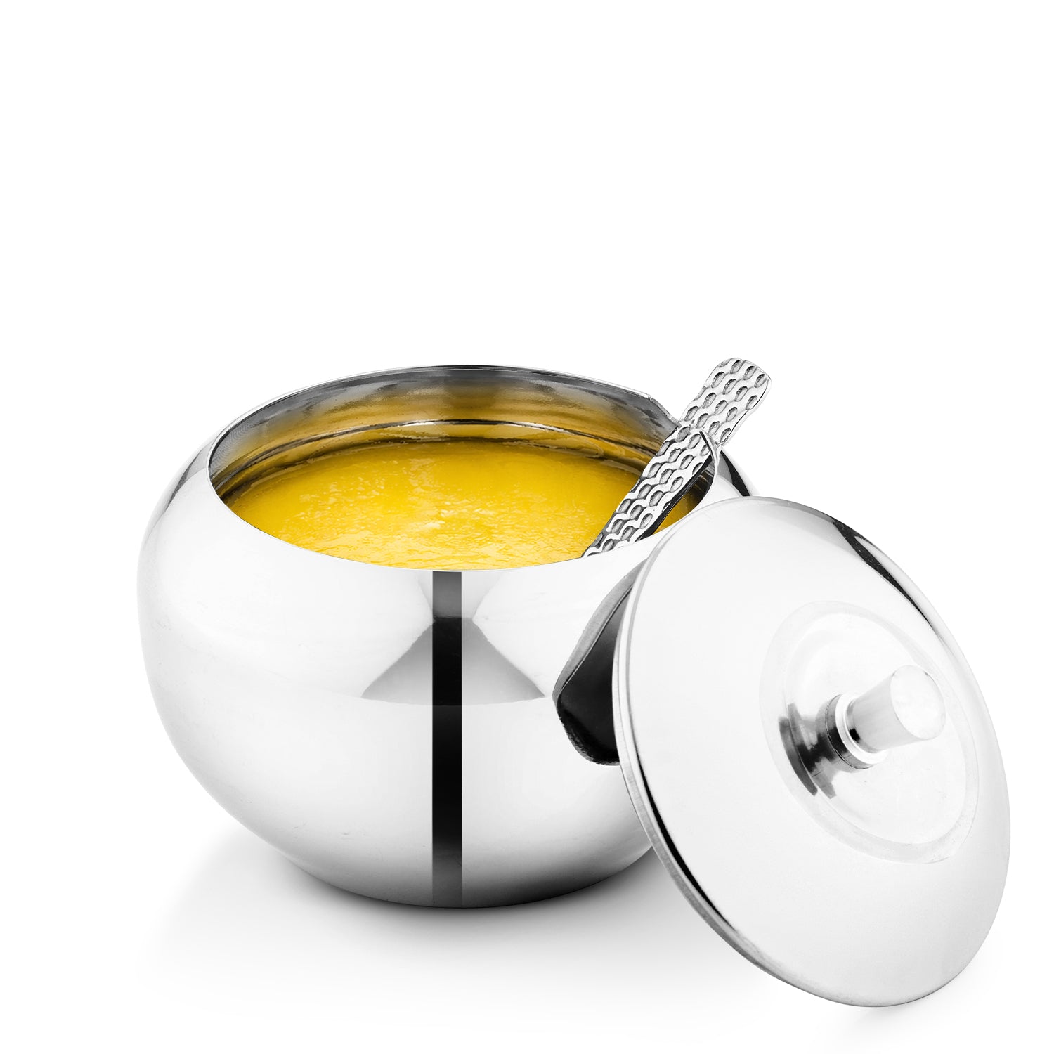Essential Plus Stainless Steel 9cm Ghee Pot with Lid and Spoon