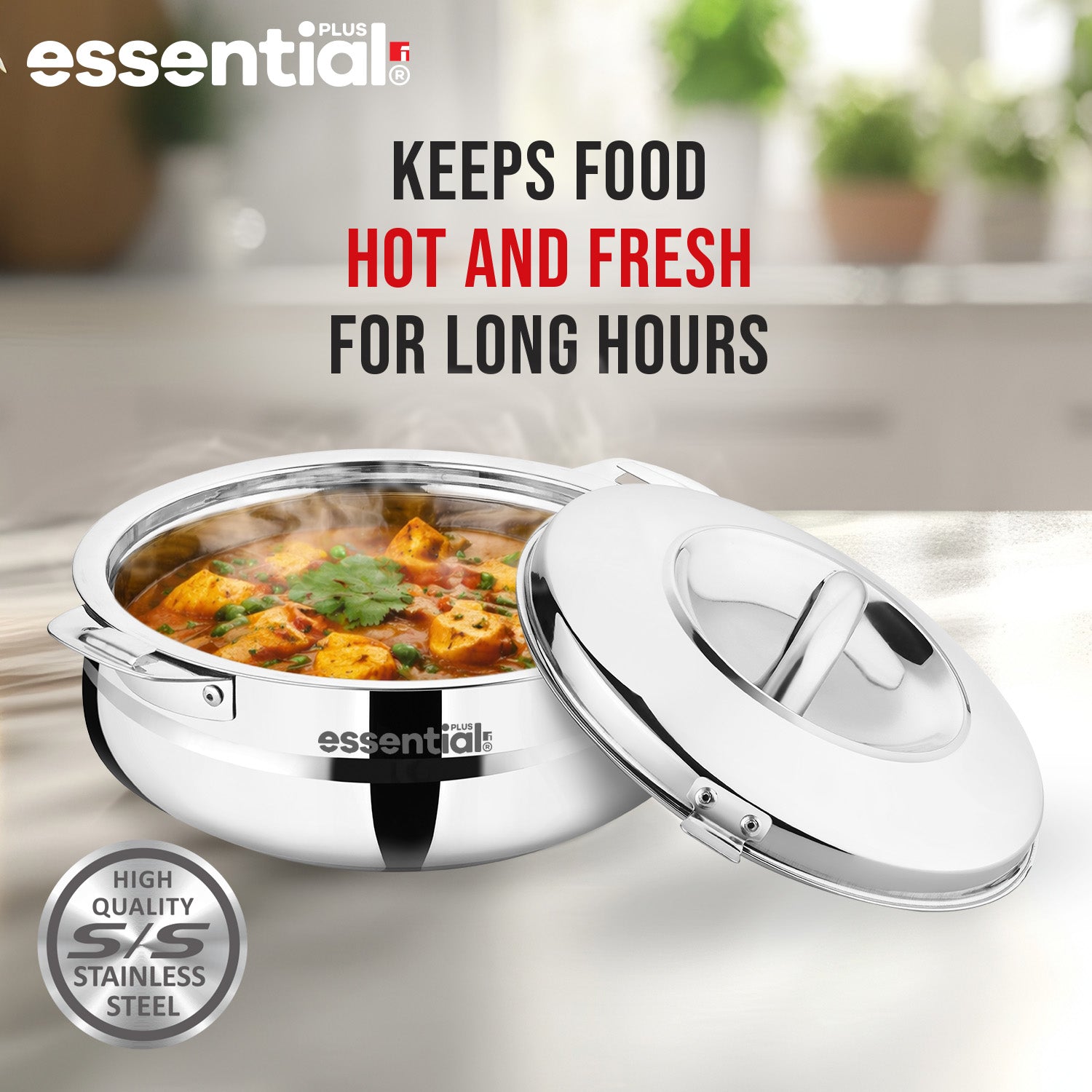 Essential Plus Stainless Steel Belly Shape Hot Pot/Casserole 1500ml