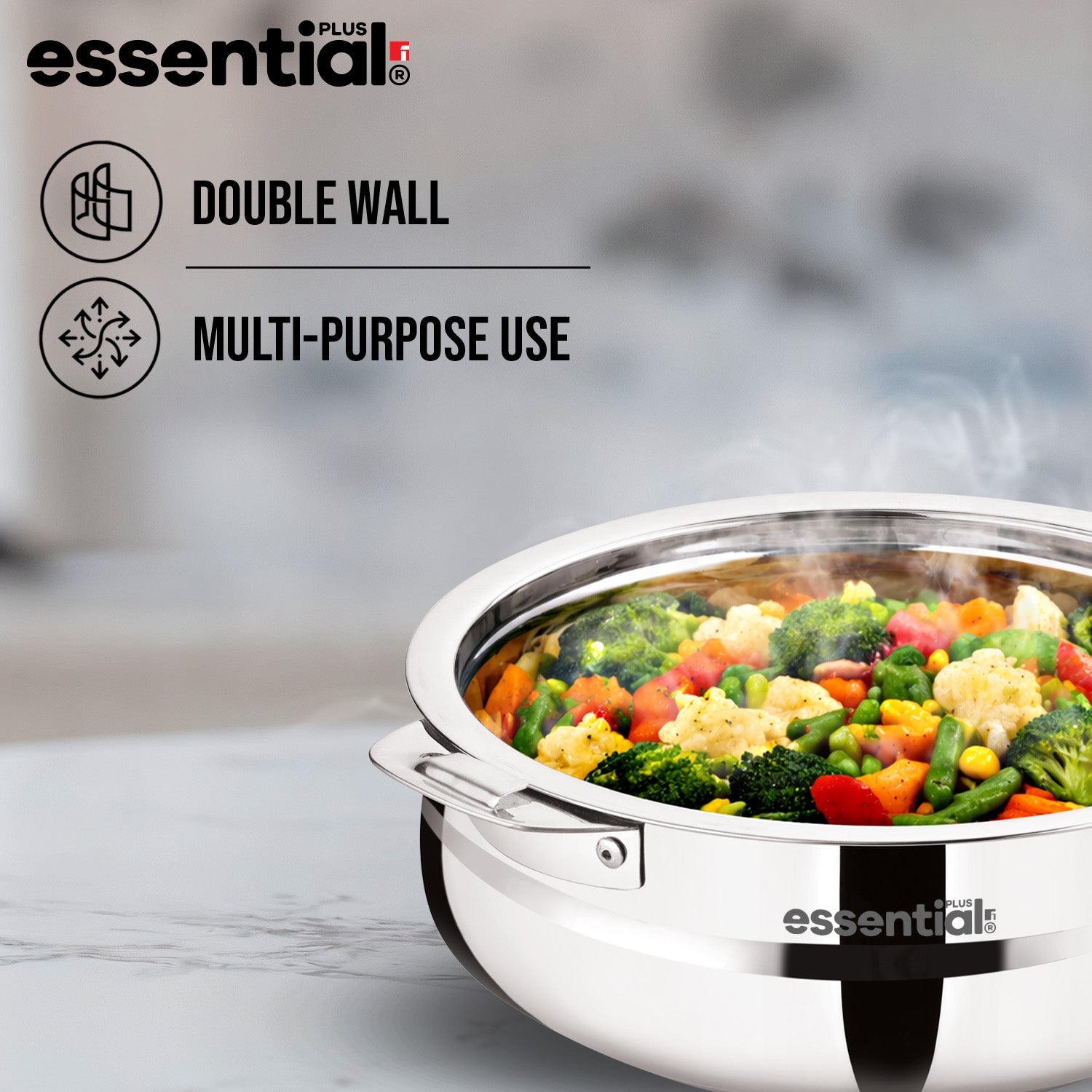 Essential Plus Stainless Steel Belly Shape Hot Pot/Casserole 1500ml