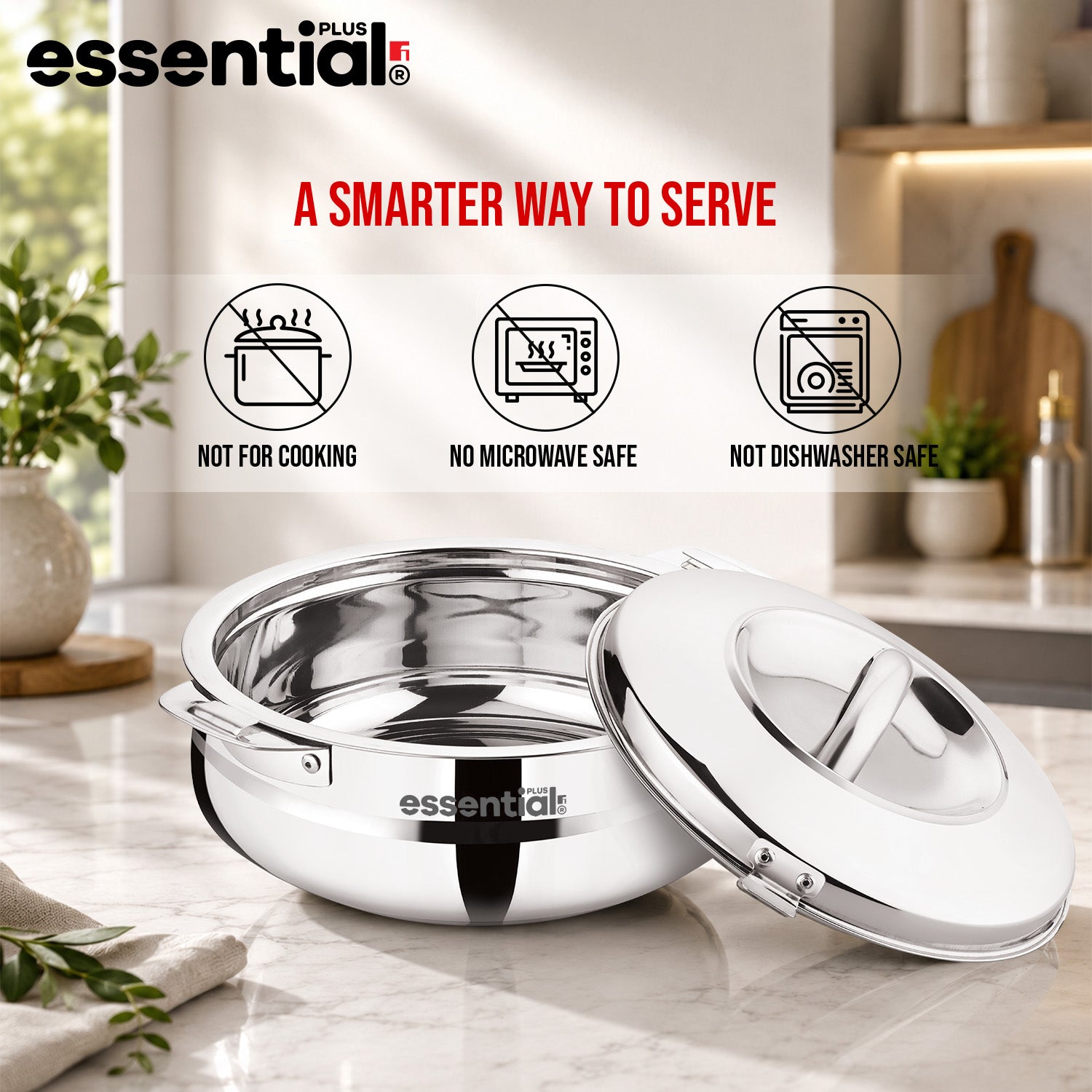 Essential Plus Stainless Steel Belly Shape Hot Pot/Casserole 1500ml