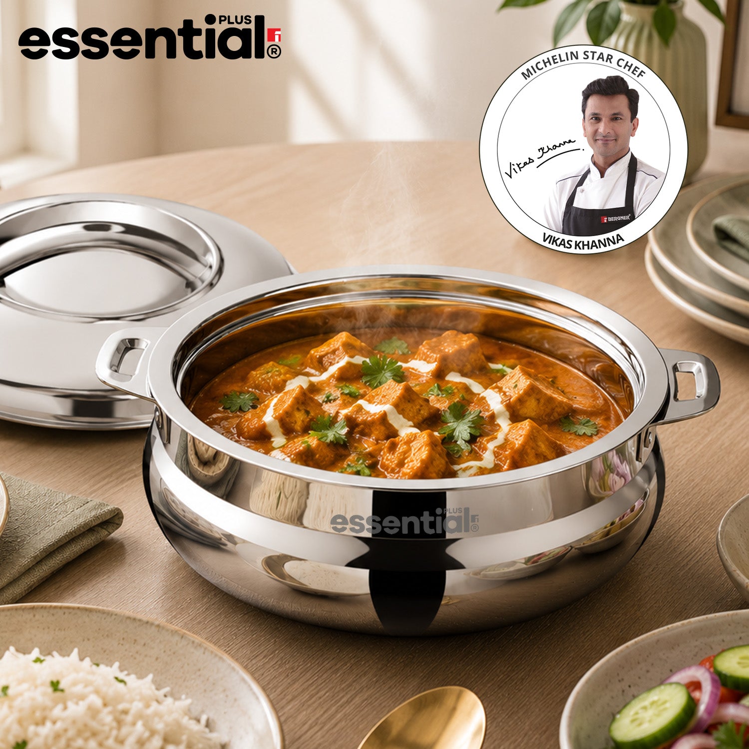 Essential Plus Stainless Steel Belly Shape Hot Pot/Casserole 1500ml