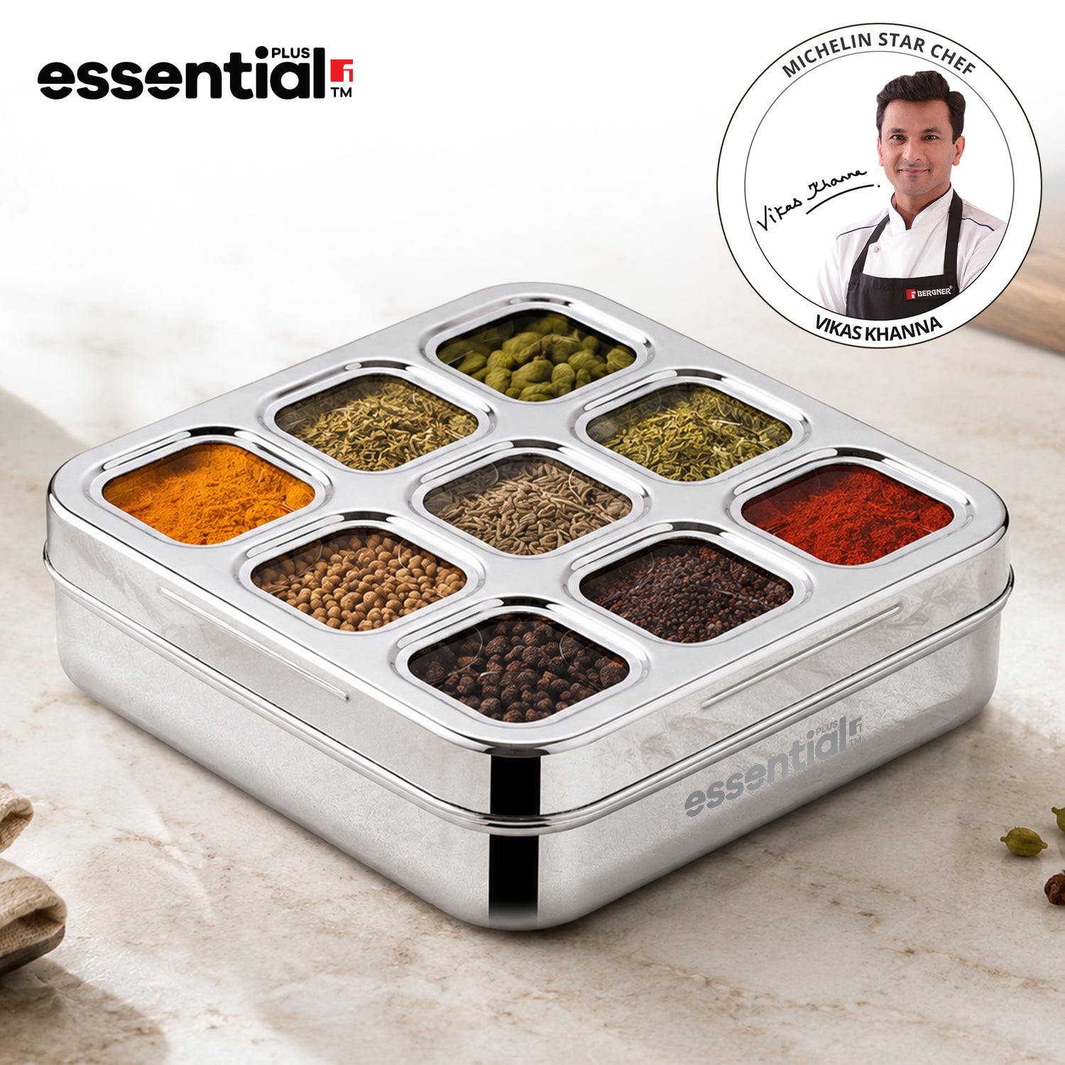 Essential Plus Stainless Steel 9 in 1 | 24cm (150ml) with Clear Lid