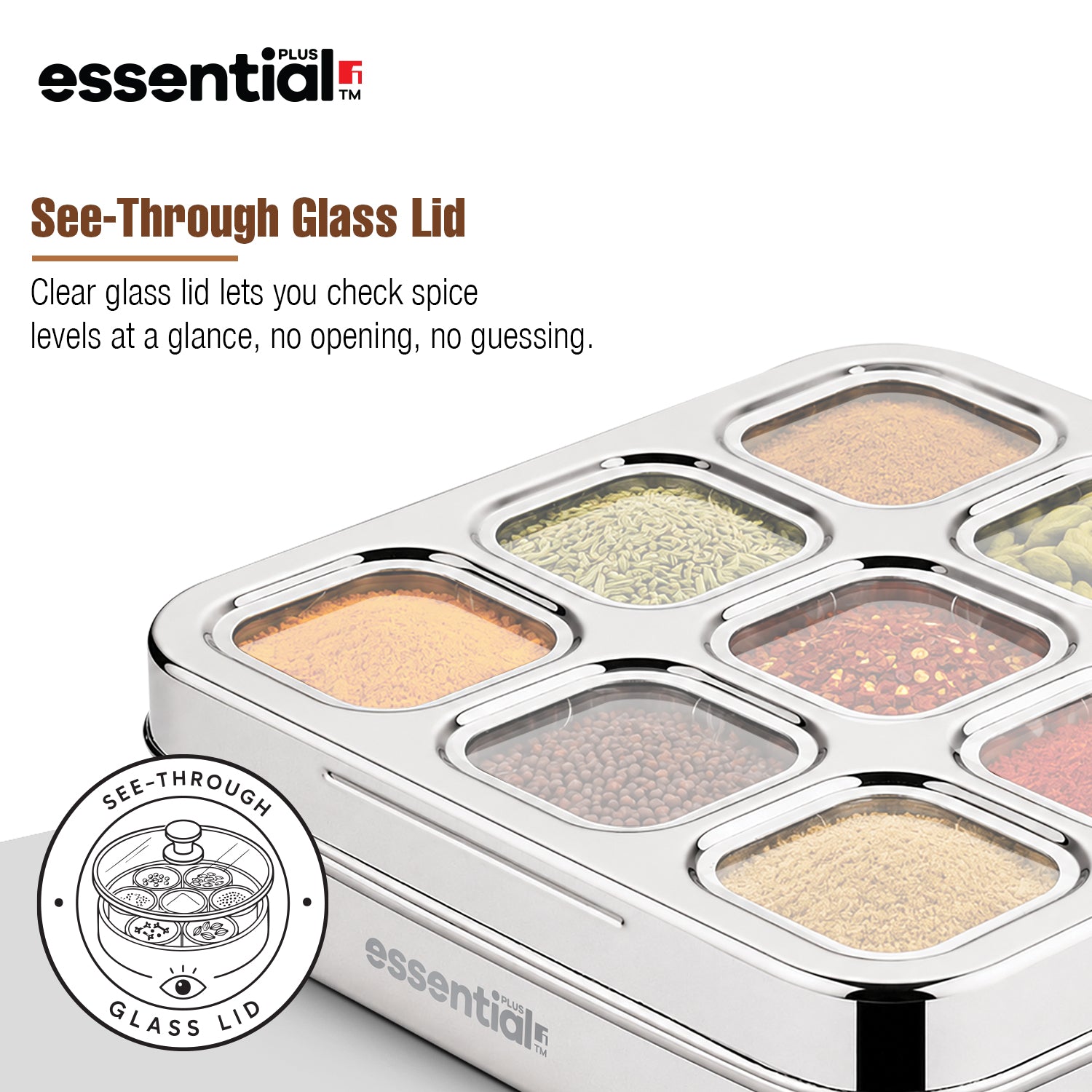 Essential Plus Stainless Steel 9 in 1 | 24cm (150ml) with Clear Lid