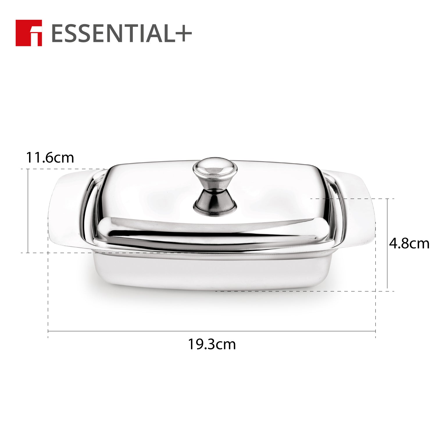 Essential Plus Stainless Steel Butter Dish with Lid and Additional Butter Knife