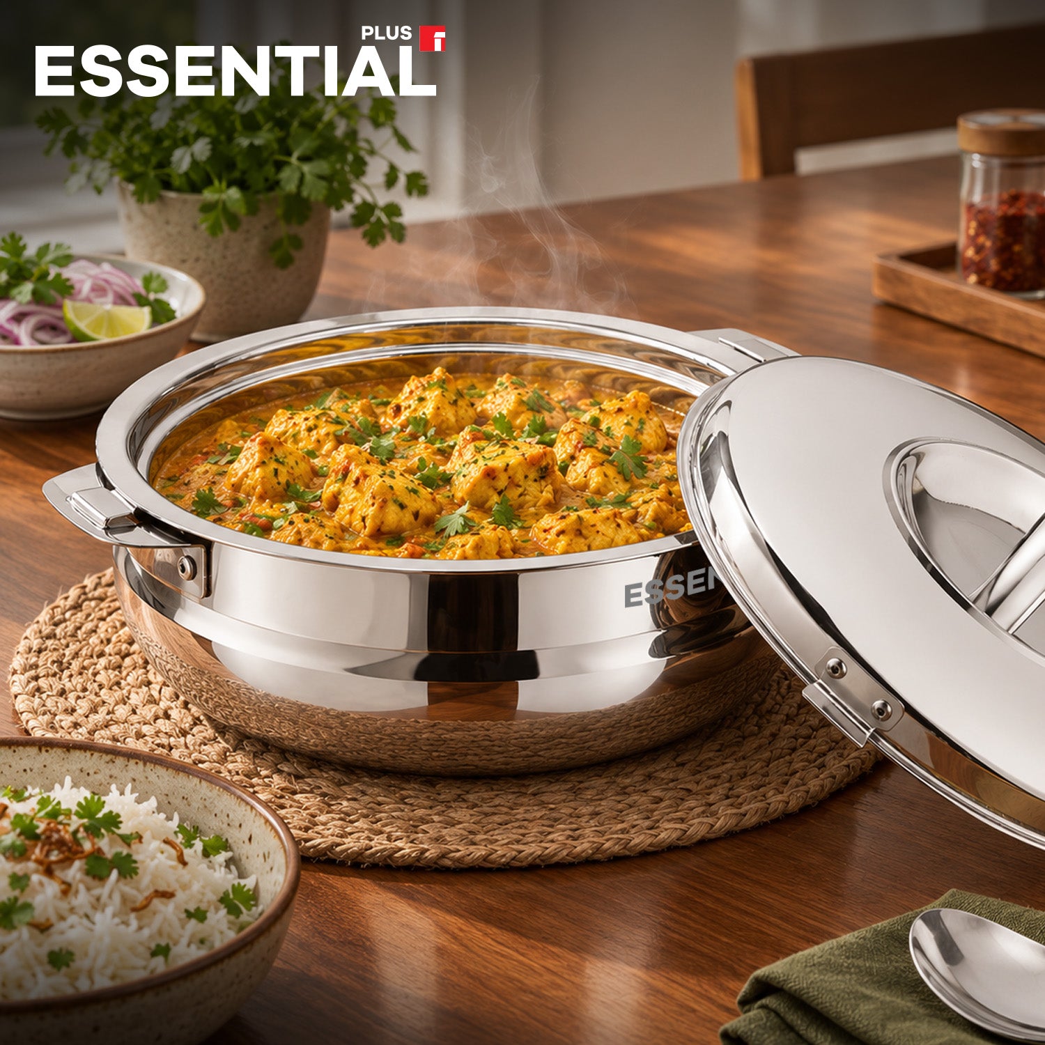 Essential Plus Stainless Steel Belly Shape Hot Pot/Casserole 5000ml