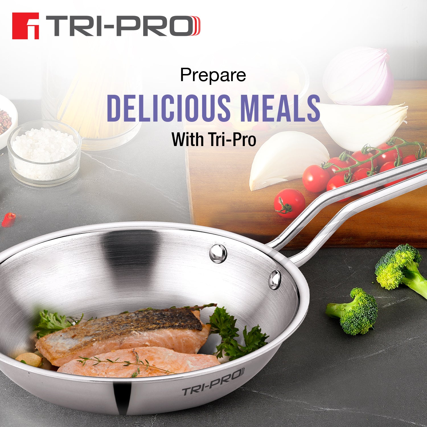 TriPro Tri-Ply Stainless Steel 3 Pcs Cookware Set - Induction Bottom
