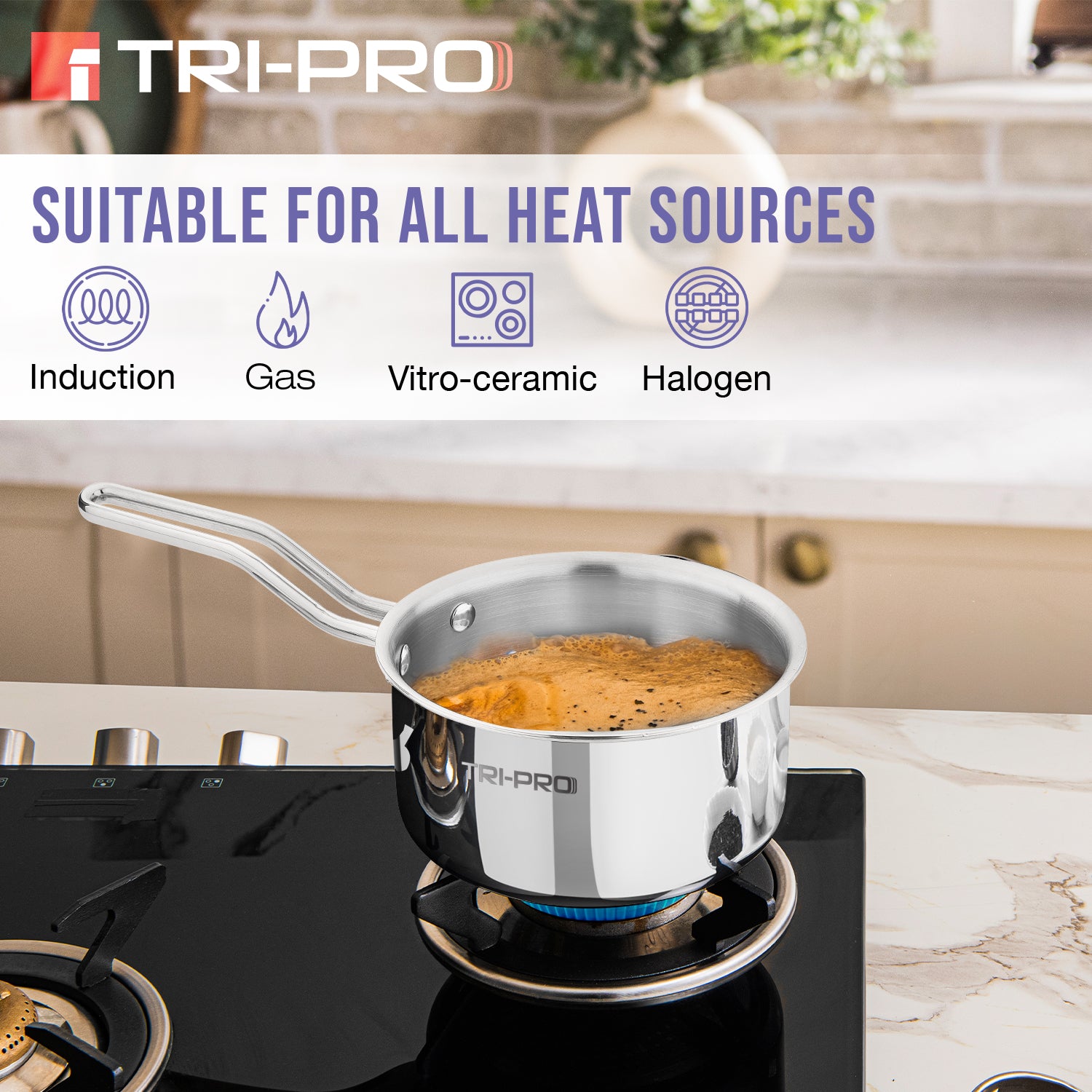 TriPro Tri-Ply Stainless Steel 4 Pcs Cookware Set