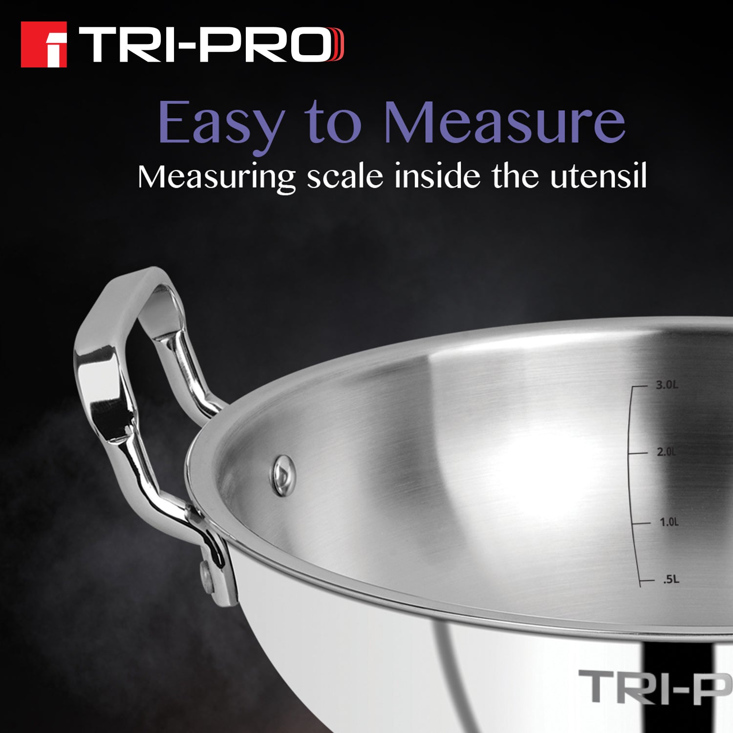 TriPro Tri-Ply Stainless Steel Kadai 24cm (2.5 L)