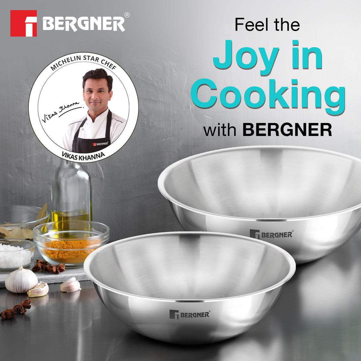 TriPro Tri-Ply Stainless Steel 2 Pcs Tasra Set - Induction Bottom