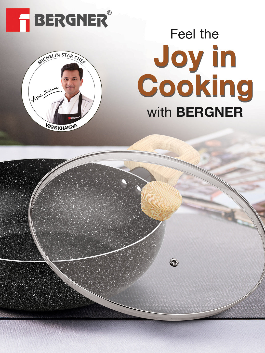 Earth Black Non-Stick 20cm (2.3L) Kadai - Induction Bottom