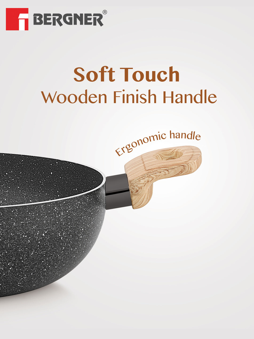 Earth Black Non-Stick 20cm (2.3L) Kadai - Induction Bottom