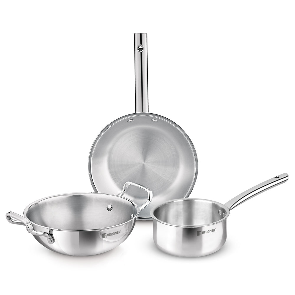 Tripro Triply Stainless Steel 3 Pcs Cookware set - Induction Bottom