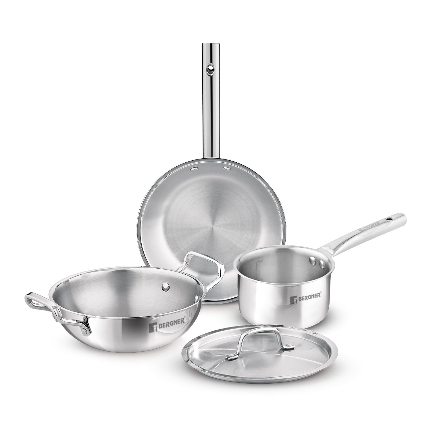 TriPro 4 pcs Tri-Ply Stainless Steel Cookware Set