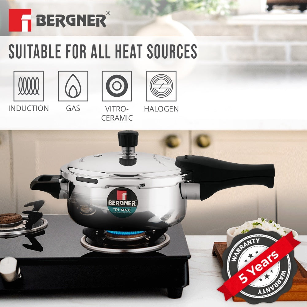 Trimax Triply Stainless Steel Outer Lid Pressure Cooker Multi Combo - Induction Bottom