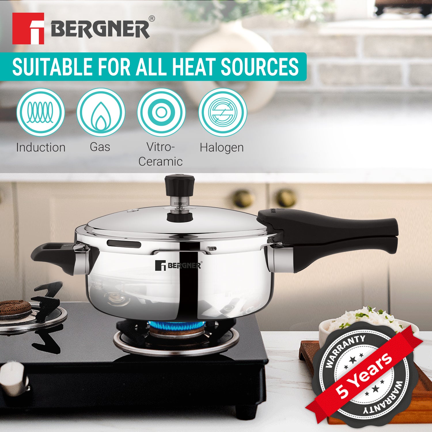 Trimax Stainless Steel 3.5L Outer Lid Pressure Pan, Easy Locking