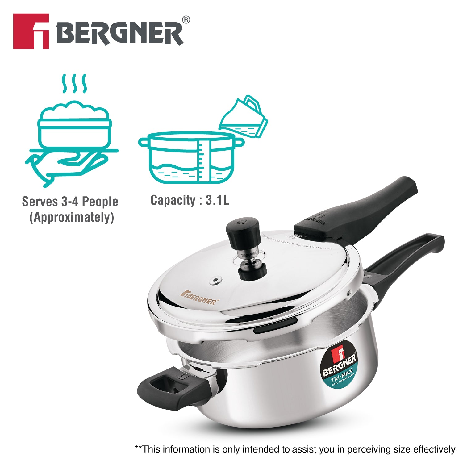 Tri-Max Junior TriPly 3 Litres Outer Lid Pressure Pan