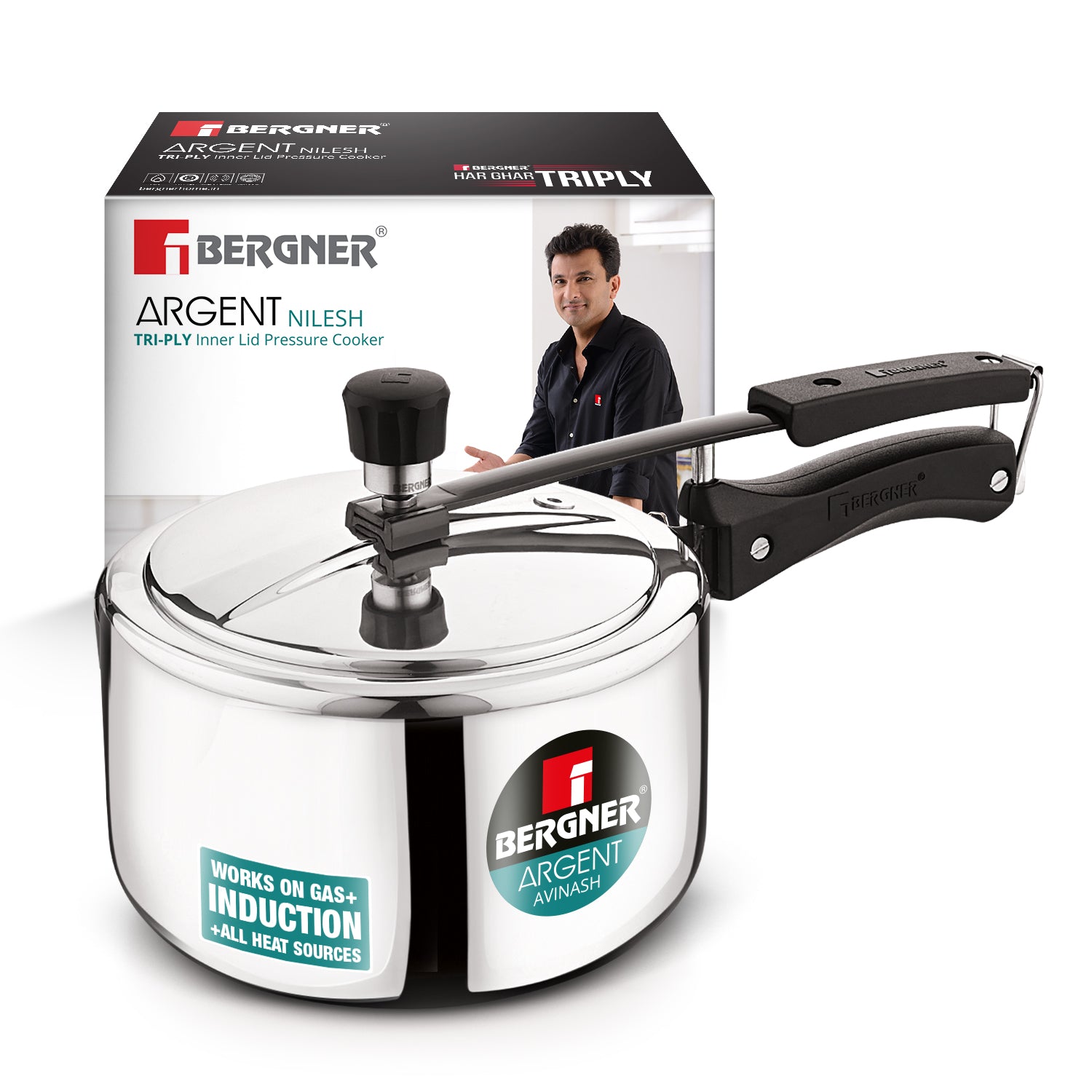 Argent Tri-Ply Stainless Steel Inner Lid Pressure Cooker