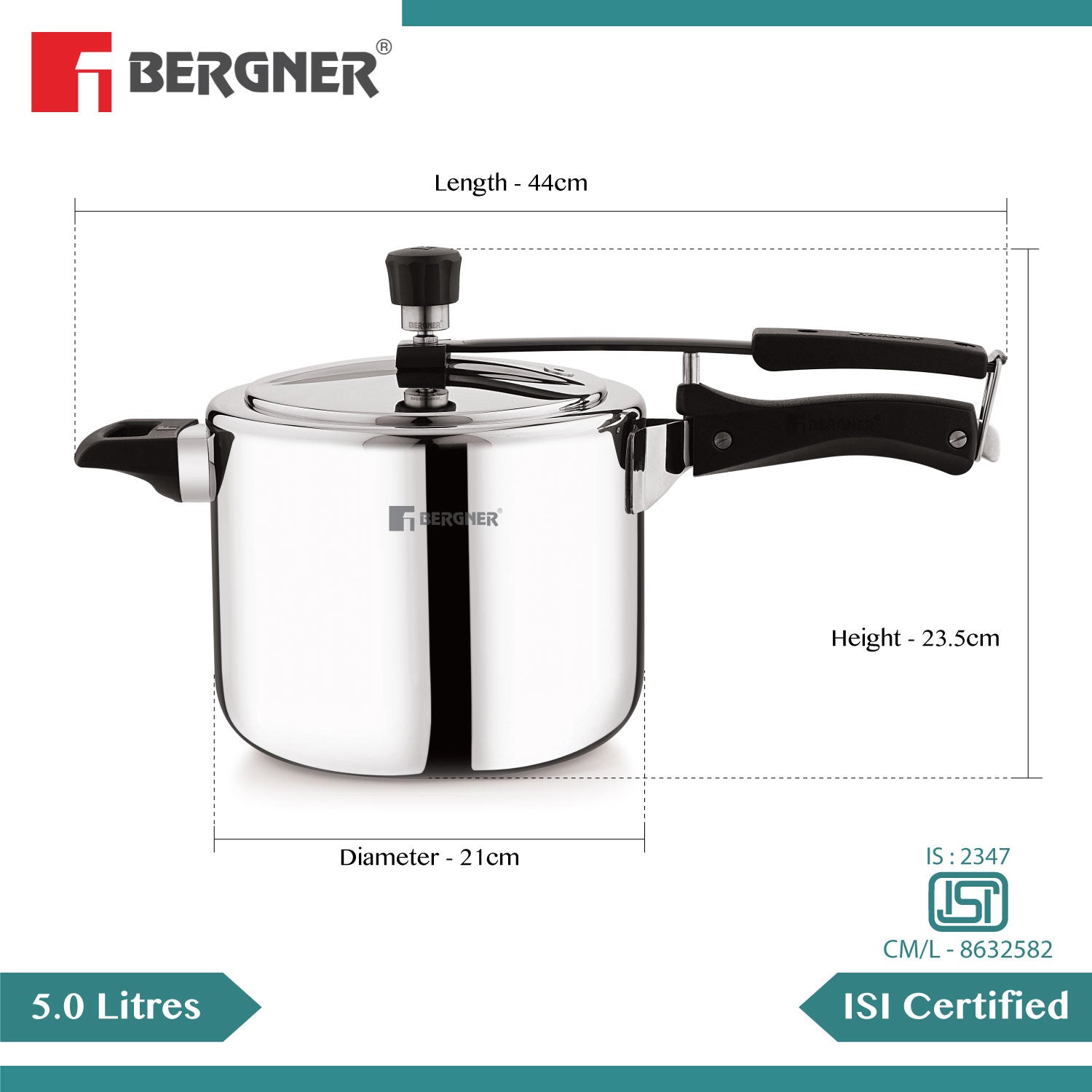 Argent Tri-Ply 18/8 Stainless Steel Inner Lid Pressure Cooker