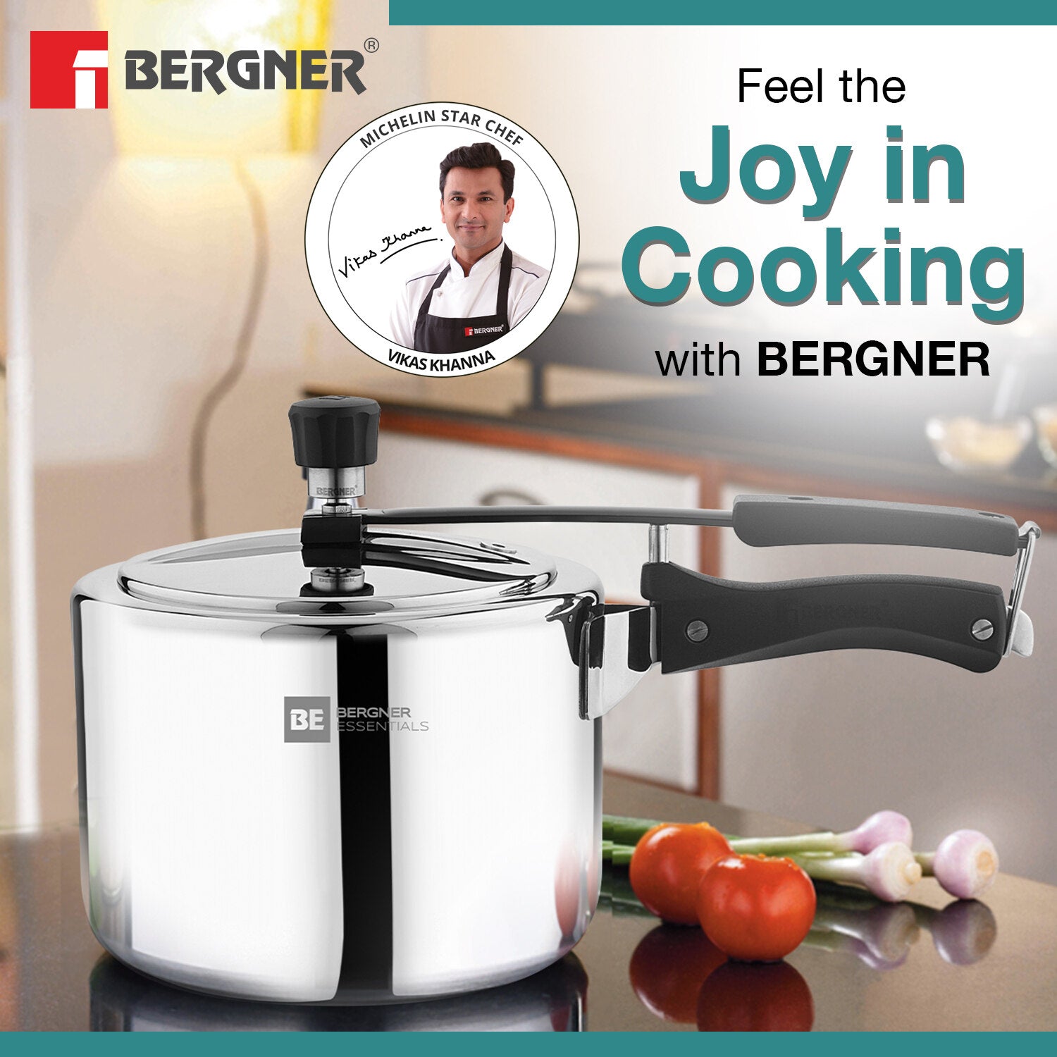 BE Essentials TriPro Tri-Ply Stainless Steel 3 L Inner Lid Pressure Cooker - Full Induction Bottom
