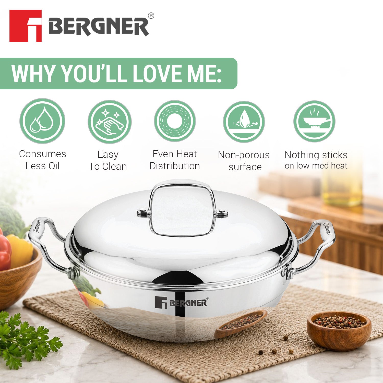 Argent Triply Multi Kadai 27cm (4L)