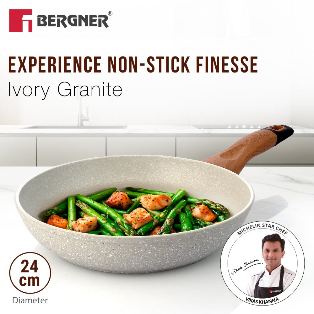 Ivory Granite Non-Stick 24cm Frypan, Forged Aluminium