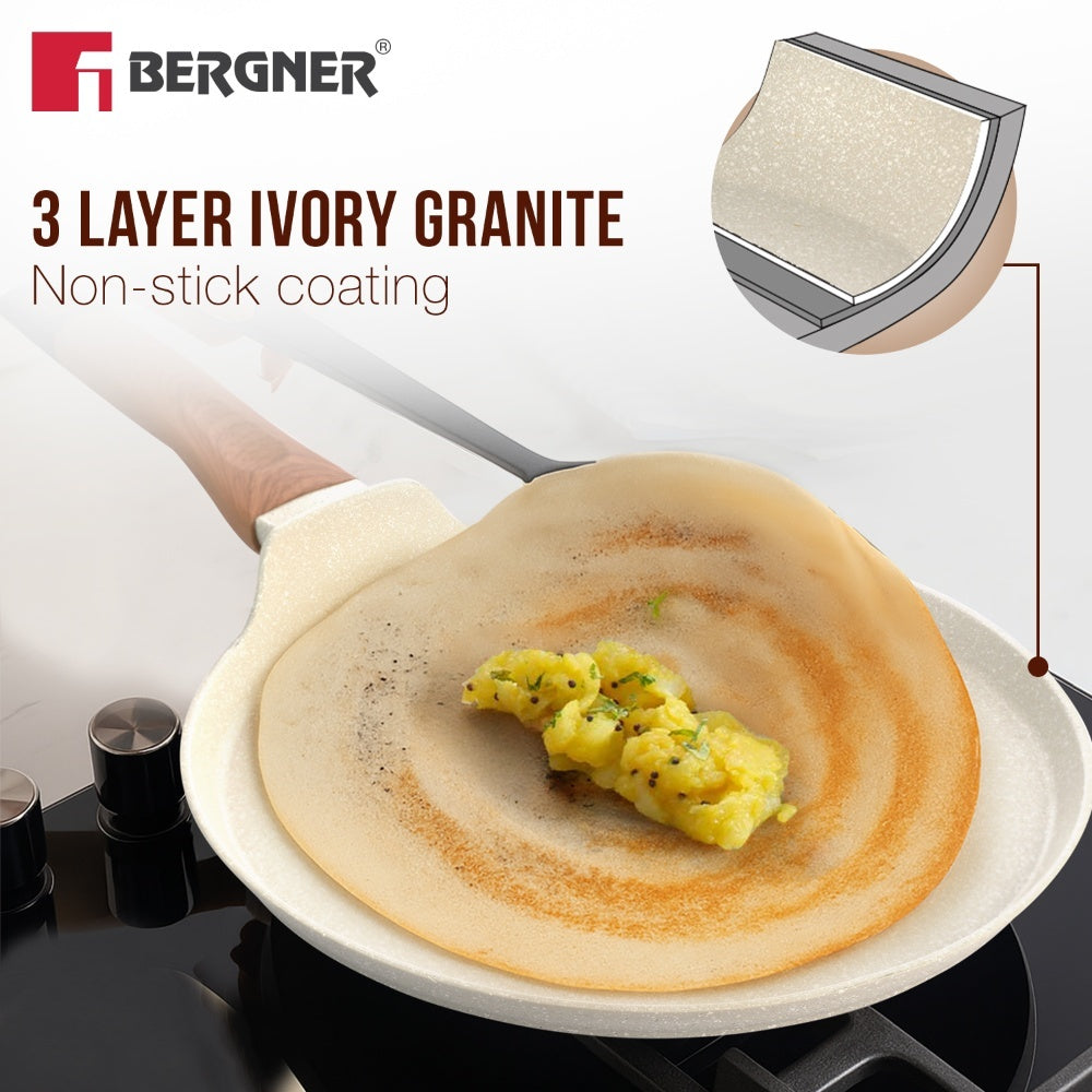 Ivory Granite Non-Stick 4 Pcs Cookware Set, Forged Aluminium