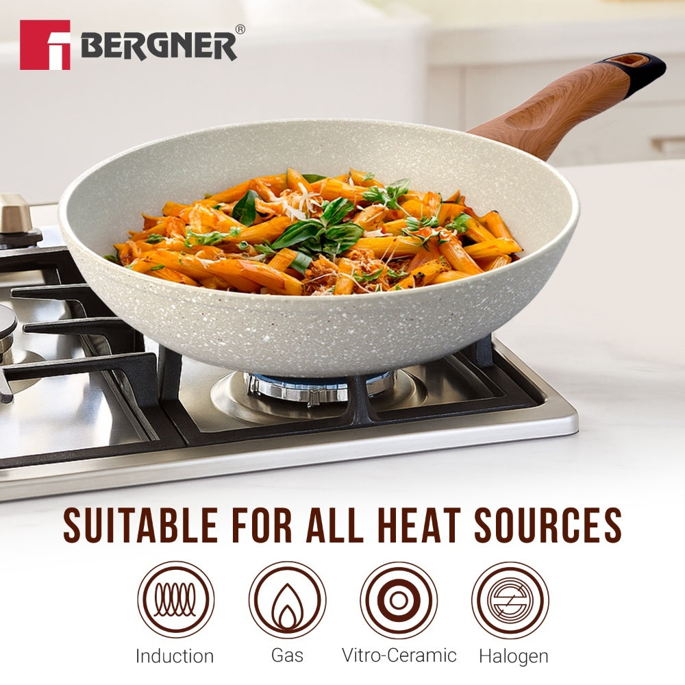Ivory Granite Non-Stick 4 Pcs Cookware Set, Forged Aluminium