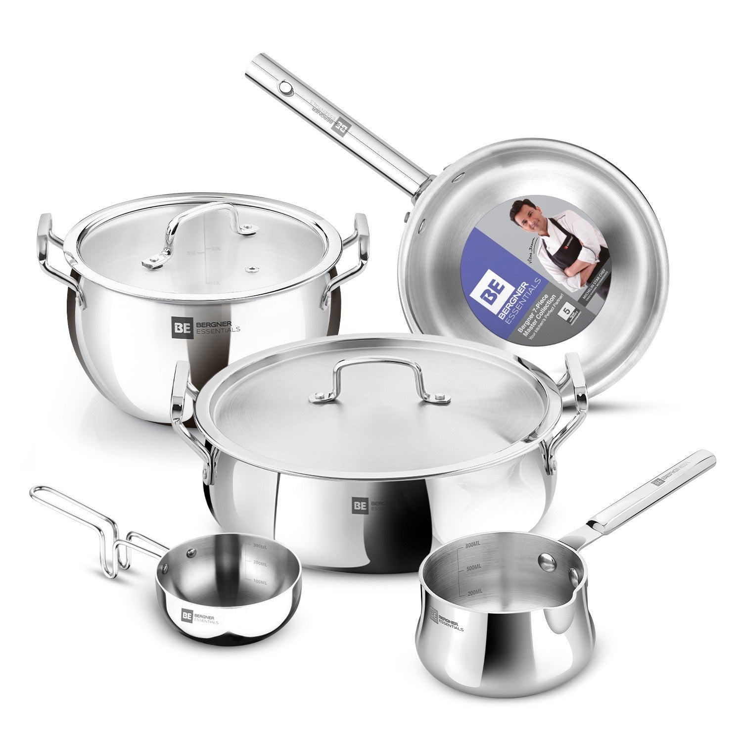BE Essentials TriPro Tri-Ply 7 Pcs Cookware Set