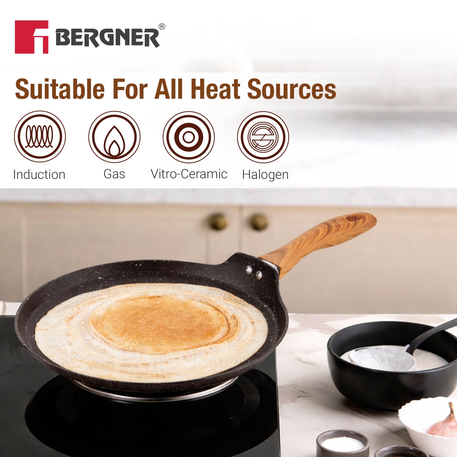 Ivory Black Granite Non-Stick 28cm Dosa Tawa