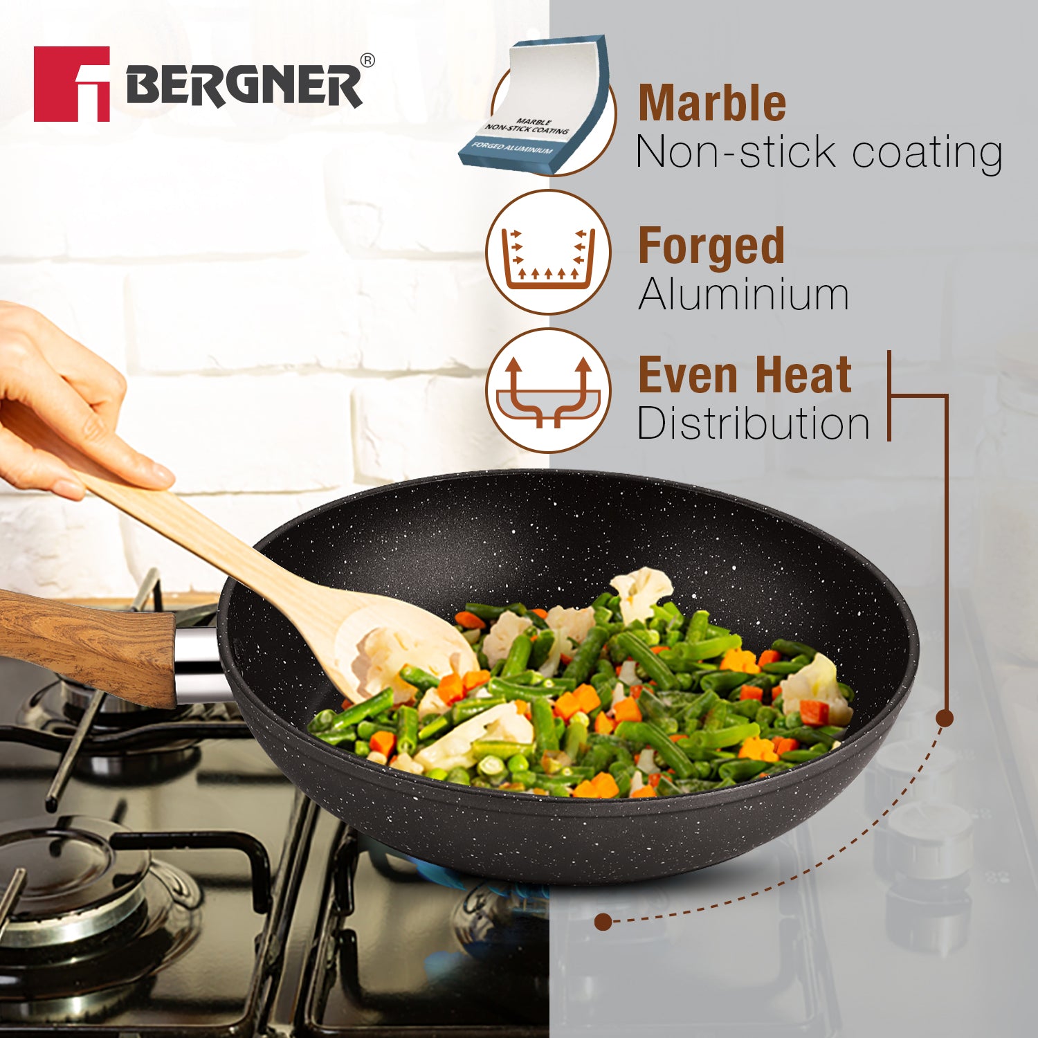 Ivory Black Granite 24cm Non-Stick Frypan