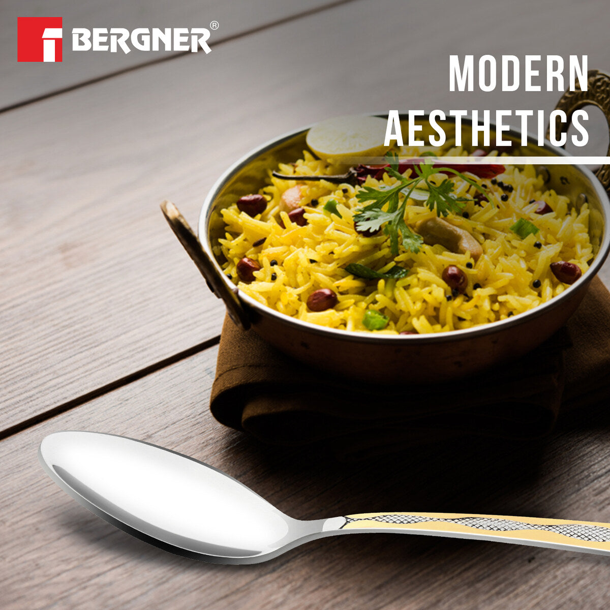 BE Essentials Tosca Stainless Steel 6 Pcs Dinner Spoon Set, 19cm Long Spoon