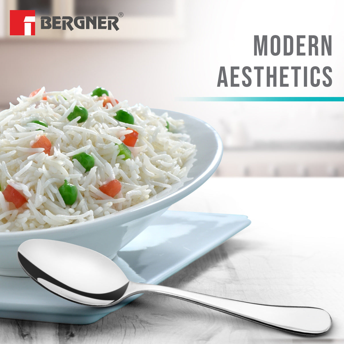 BE Essentials Baguette Stainless Steel 6 Pcs Dinner Spoon Set, 19cm