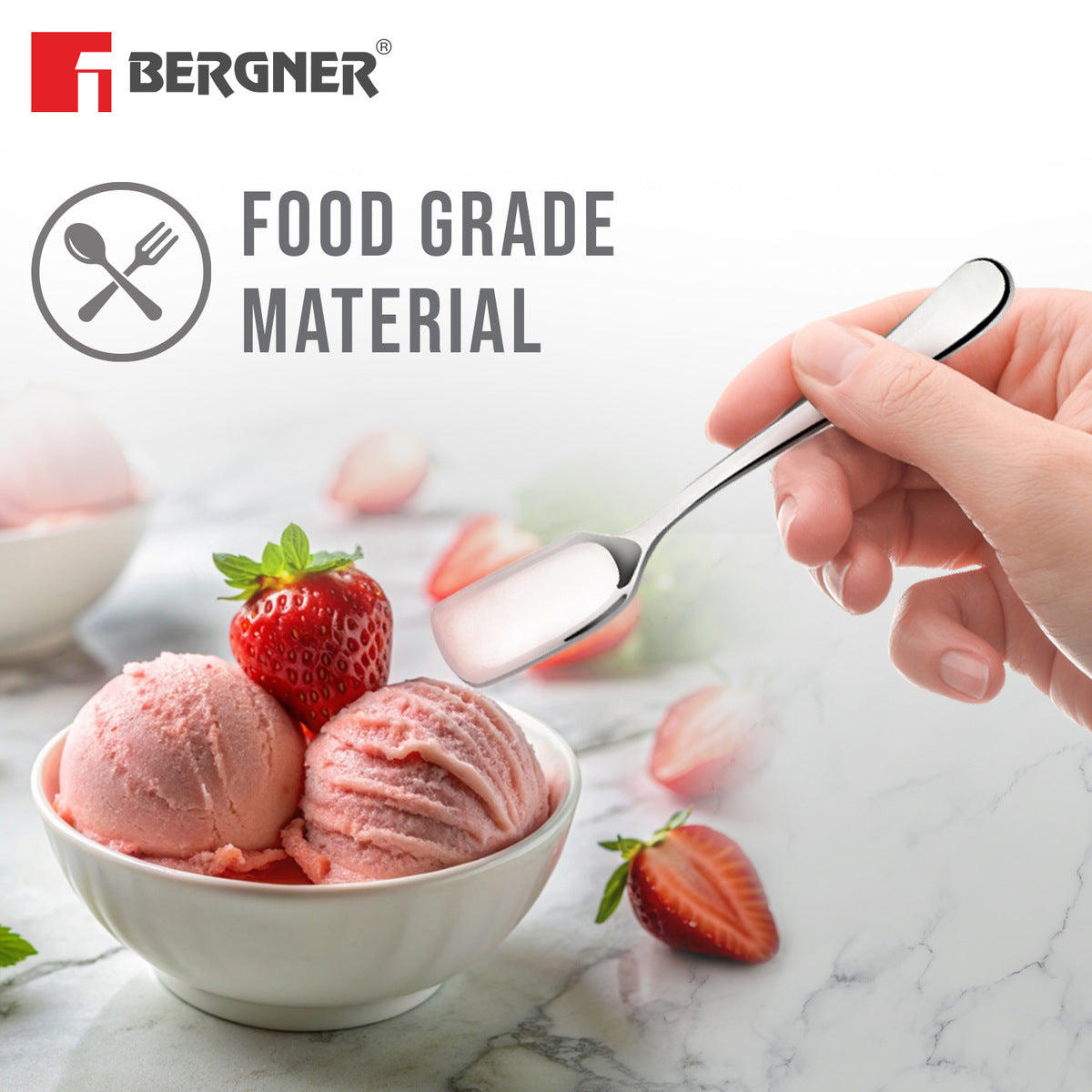 BE Essentials Baguette Stainless Steel 6 Pcs Icecream Spoon Set, 13cm Long