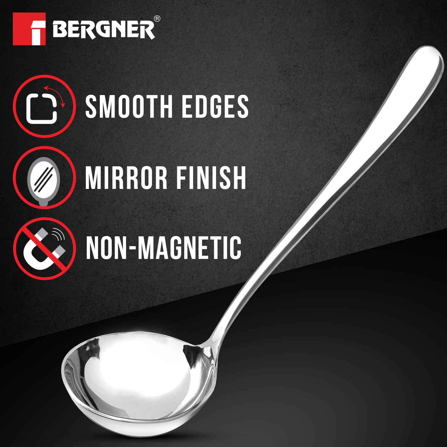 BE Essentials Baguette Stainless Steel Gravy Ladle, 22cm Long Soup Ladle,