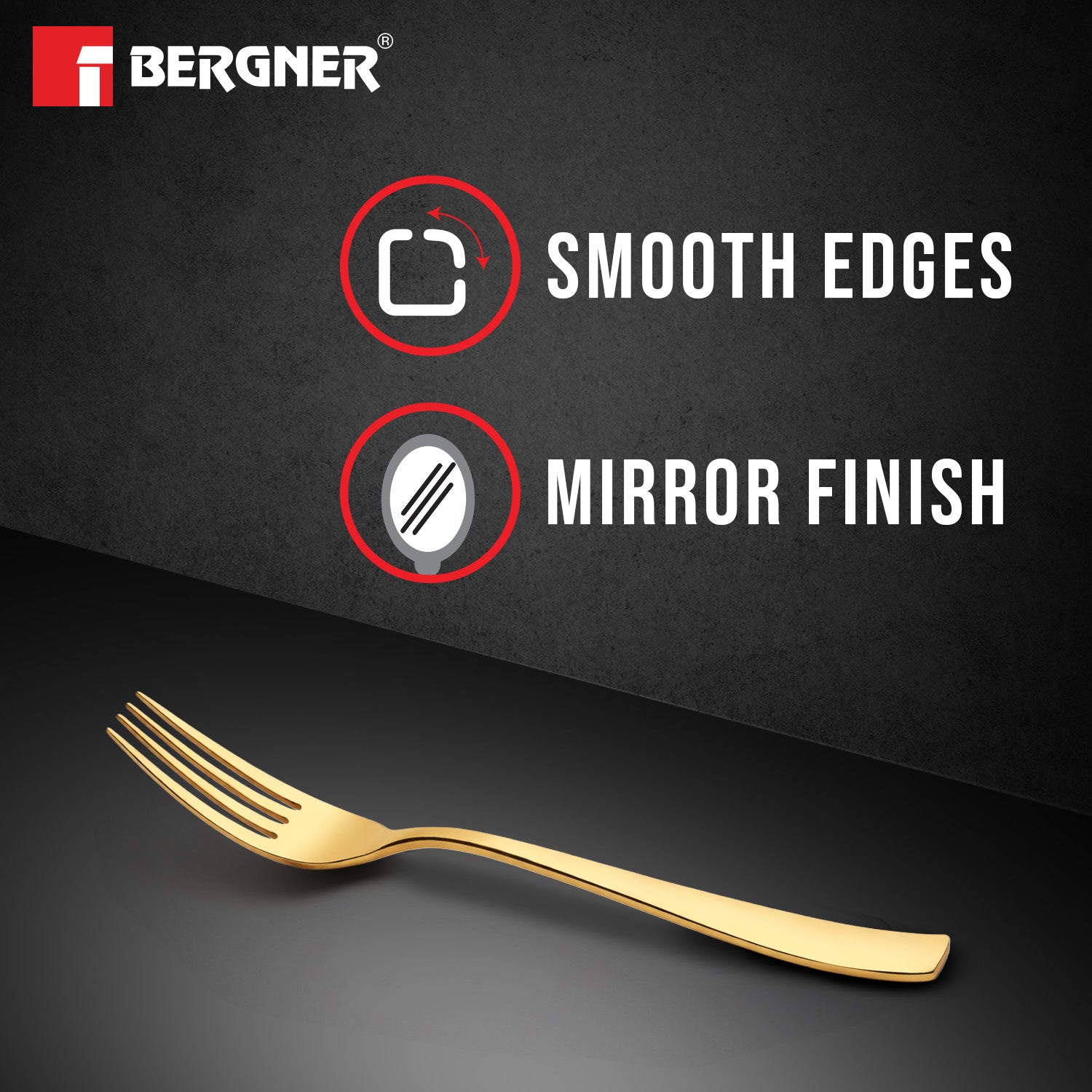 BE Essentials Caviar Stainless Steel 6 Pcs Baby Fork Set - Gold PVD