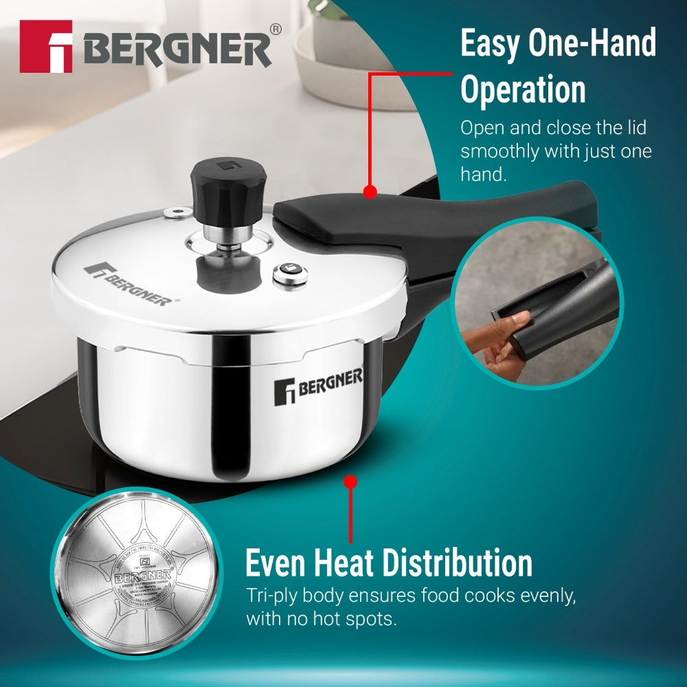 Argent Classic Triply 1 L Outer Lid Pressure Cooker - Induction Bottom