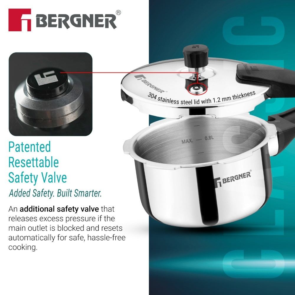 Argent Classic Triply 1 L Outer Lid Pressure Cooker - Induction Bottom