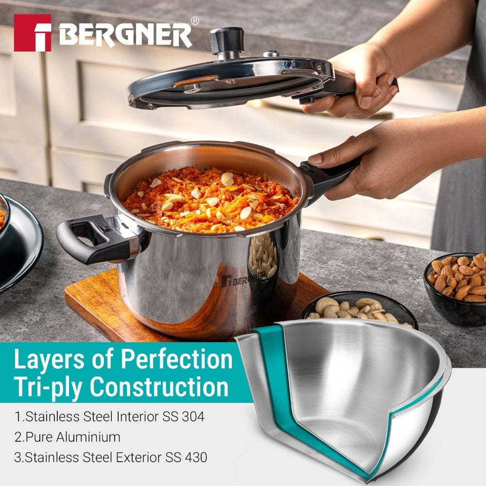 Argent Classic Triply 3.5 L Outer Lid Pressure Cooker - Induction Bottom