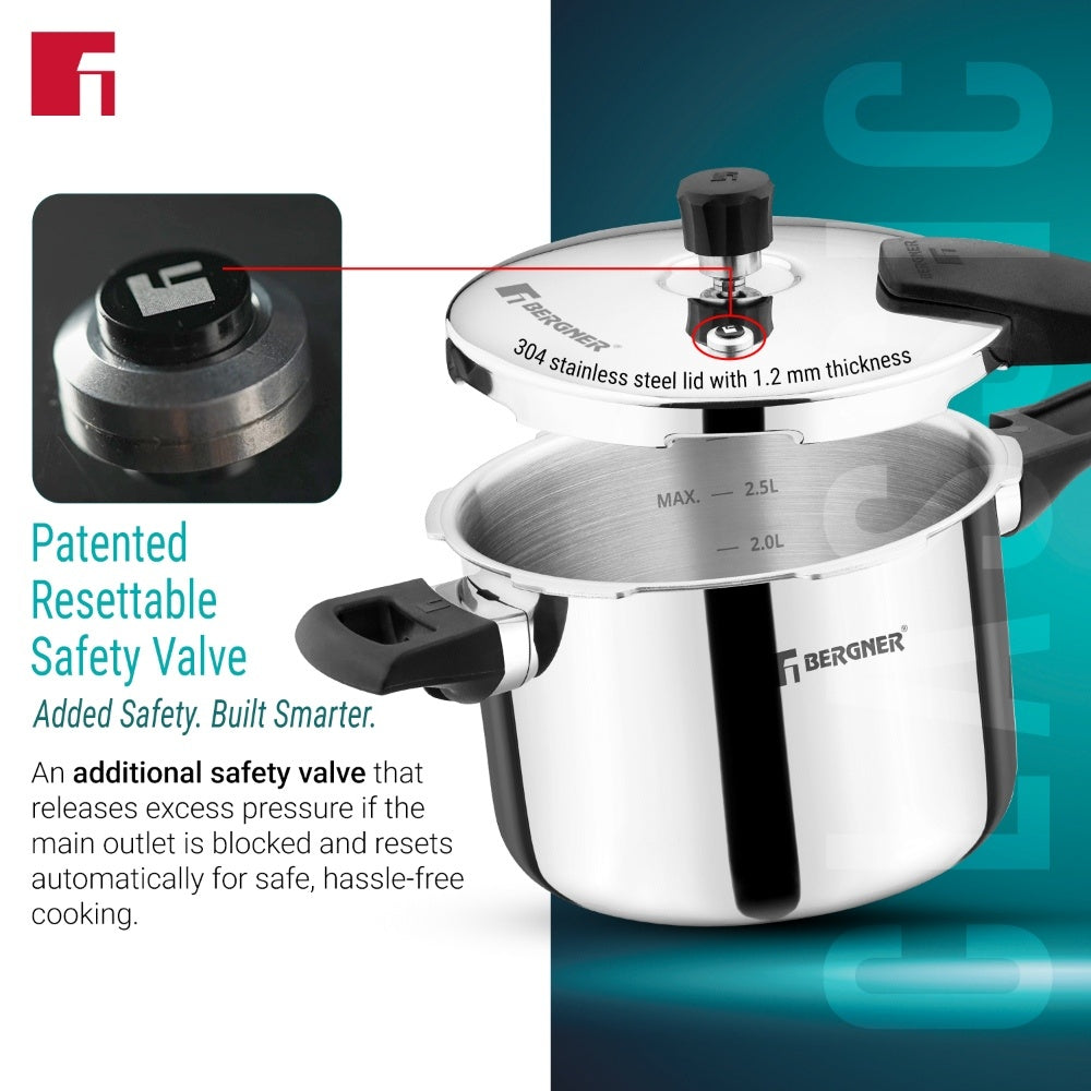Argent Classic Triply 3.5 L Outer Lid Pressure Cooker - Induction Bottom
