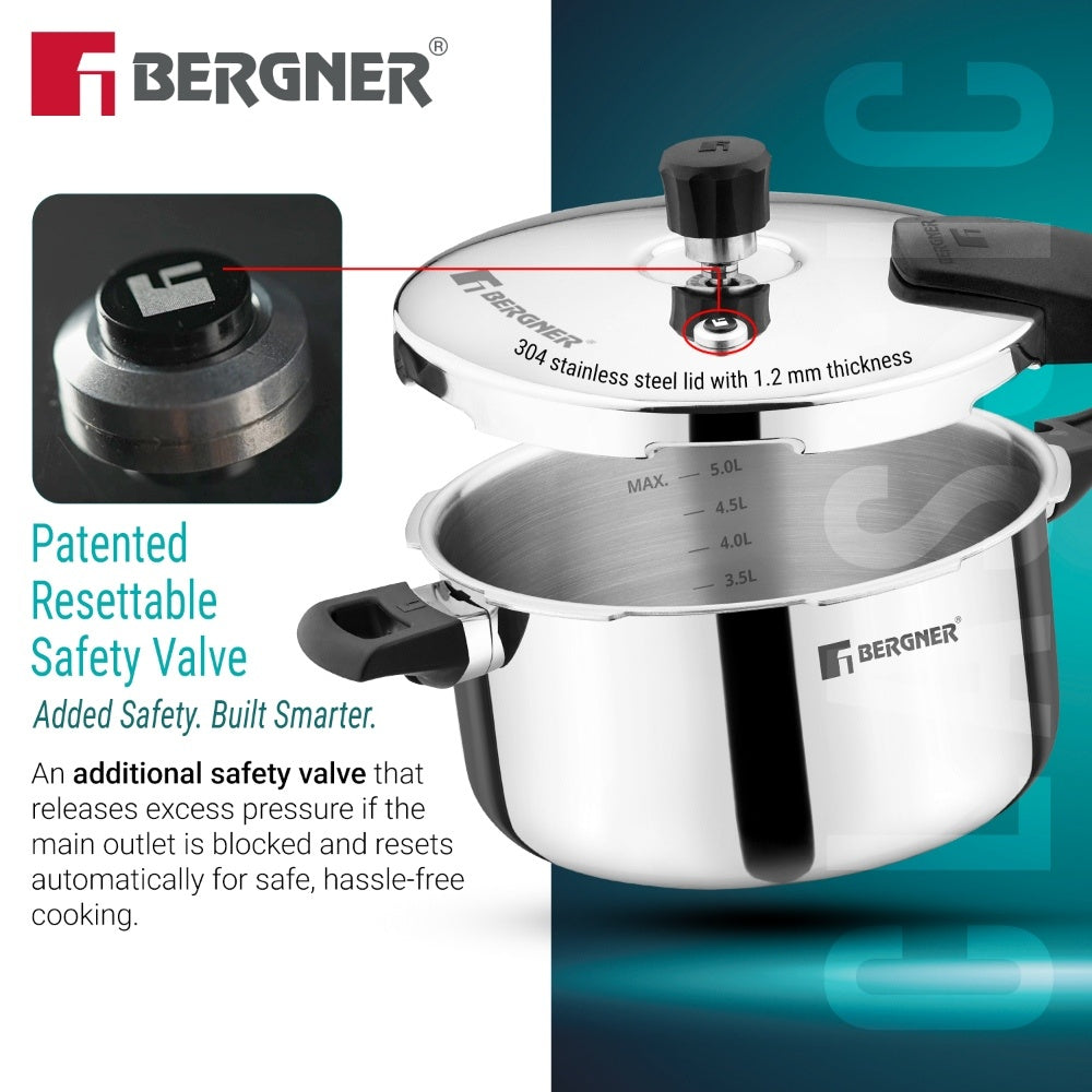 Argent Classic Triply Outer Lid Pressure Cooker 6.5L - Induction Bottom