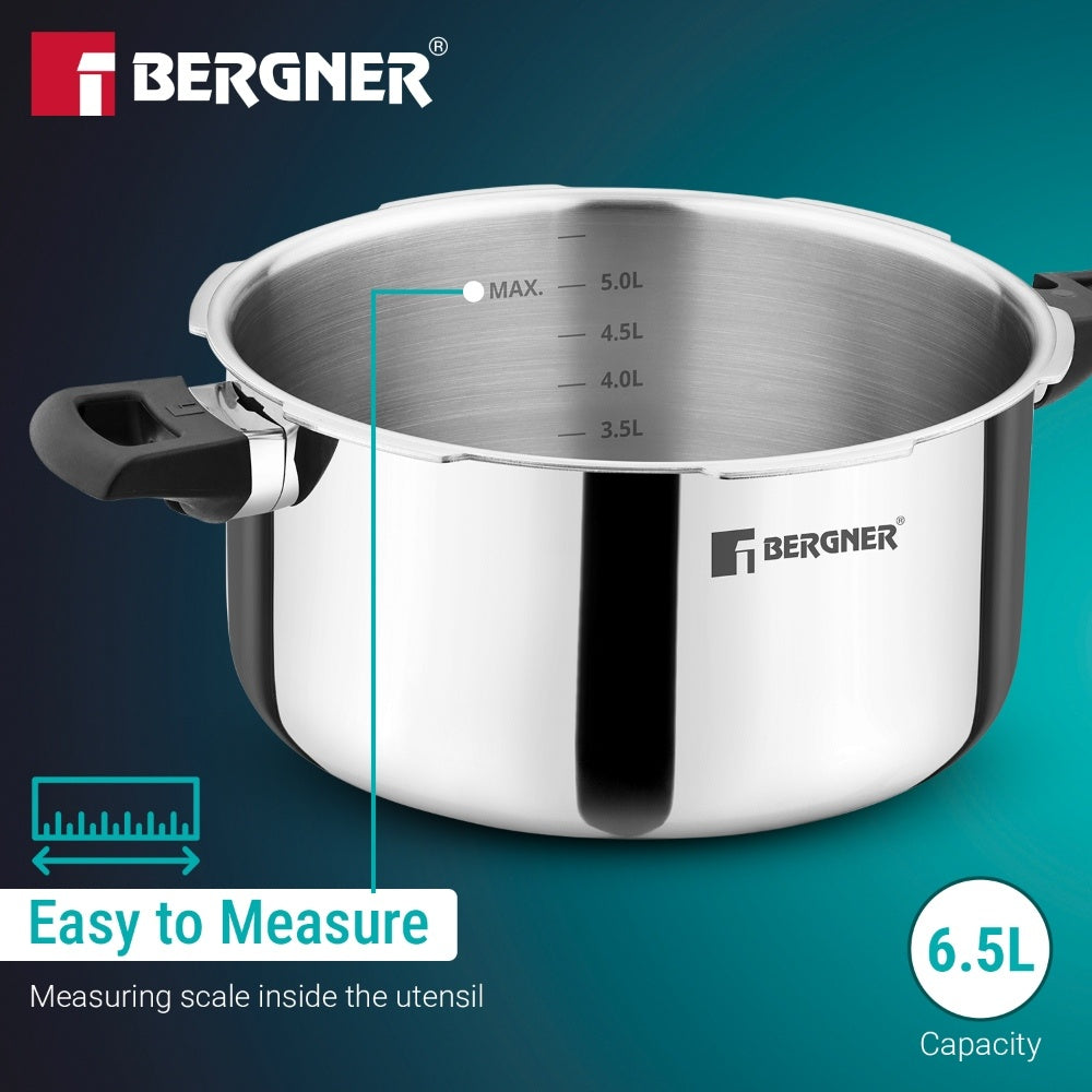 Argent Classic Triply Outer Lid Pressure Cooker 6.5L - Induction Bottom