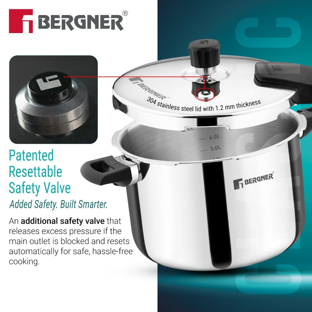 Argent Classic Triply 8 L Outer Lid Pressure Cooker - Induction Bottom