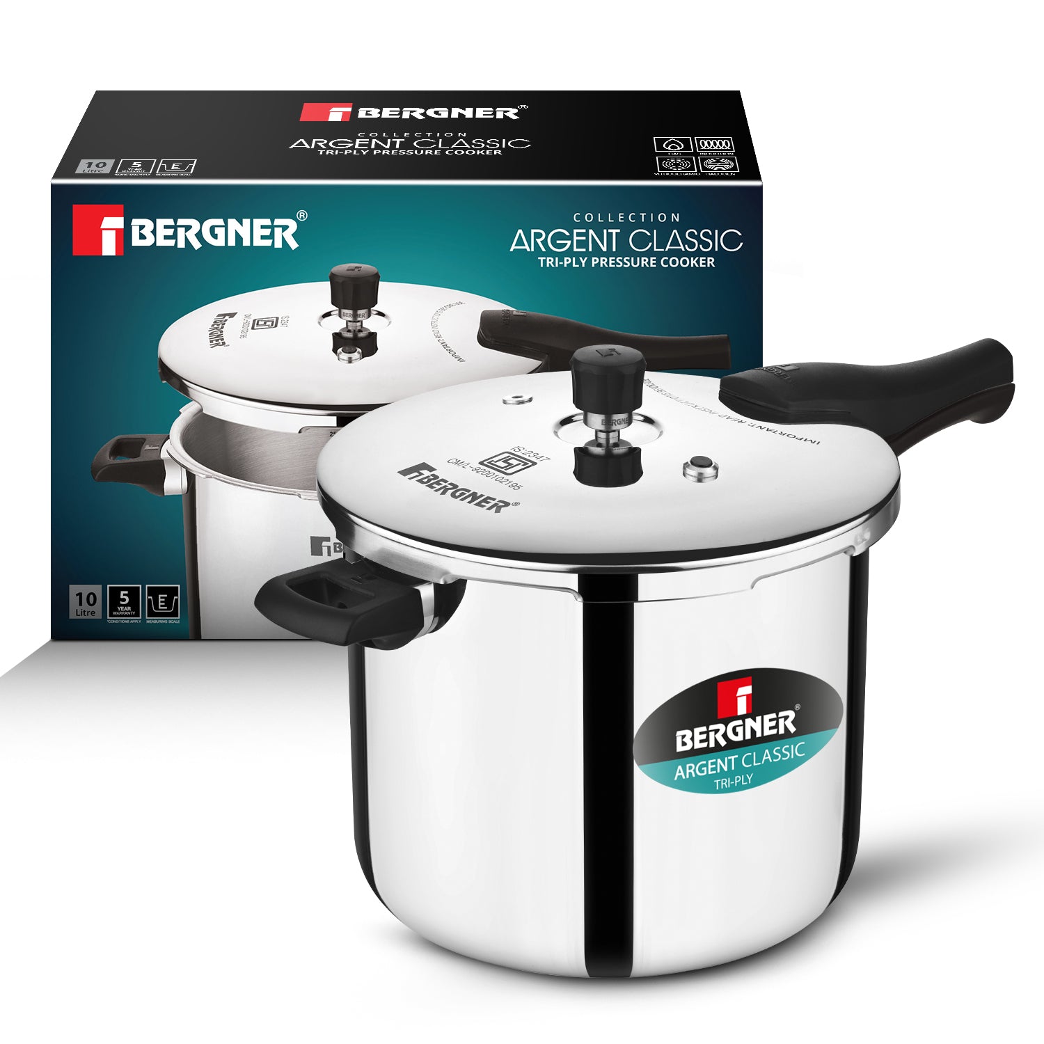 Argent Classic Pressure Cooker 10L Triply