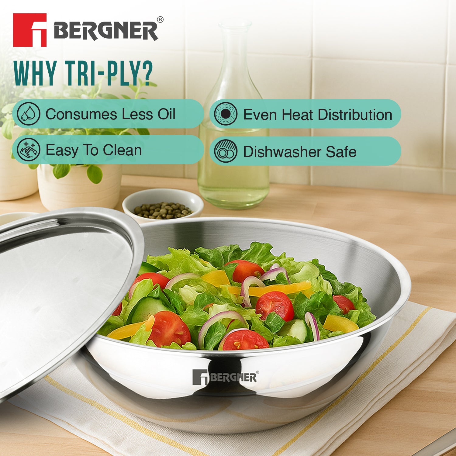 Argent 20cm (1.5L) TriPly Stainless Steel Tasra - Induction Bottom