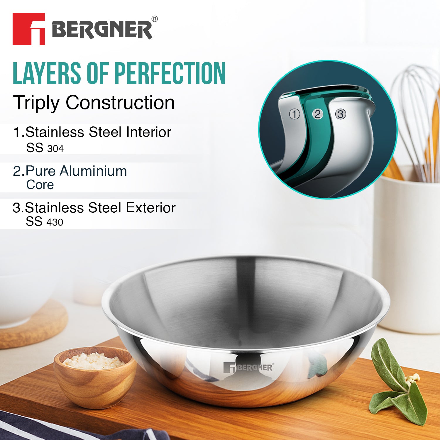 Argent 24cm (2.5L) TriPly Stainless Steel Tasra - Induction Bottom