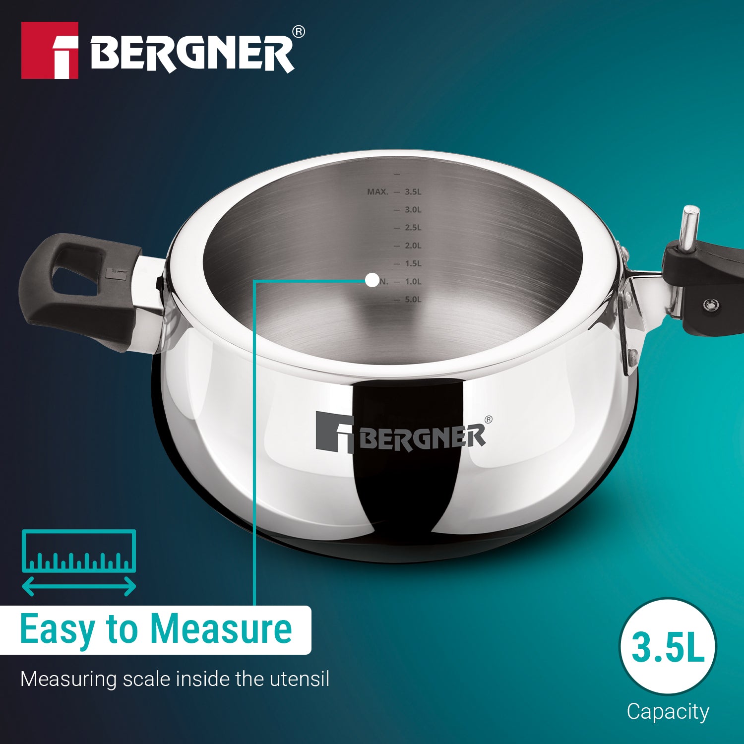 Shouraya TriPly Stainless Steel Inner Lid Belly Pressure Cooker 3.5 L