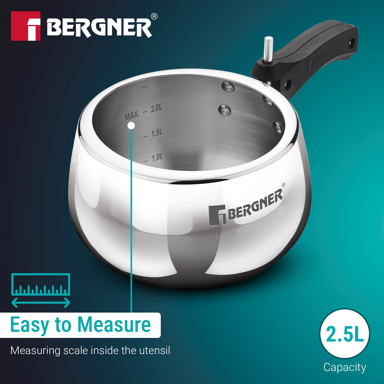 Shouraya TriPly Stainless Steel Inner Lid Belly Pressure Cooker 2.5 L