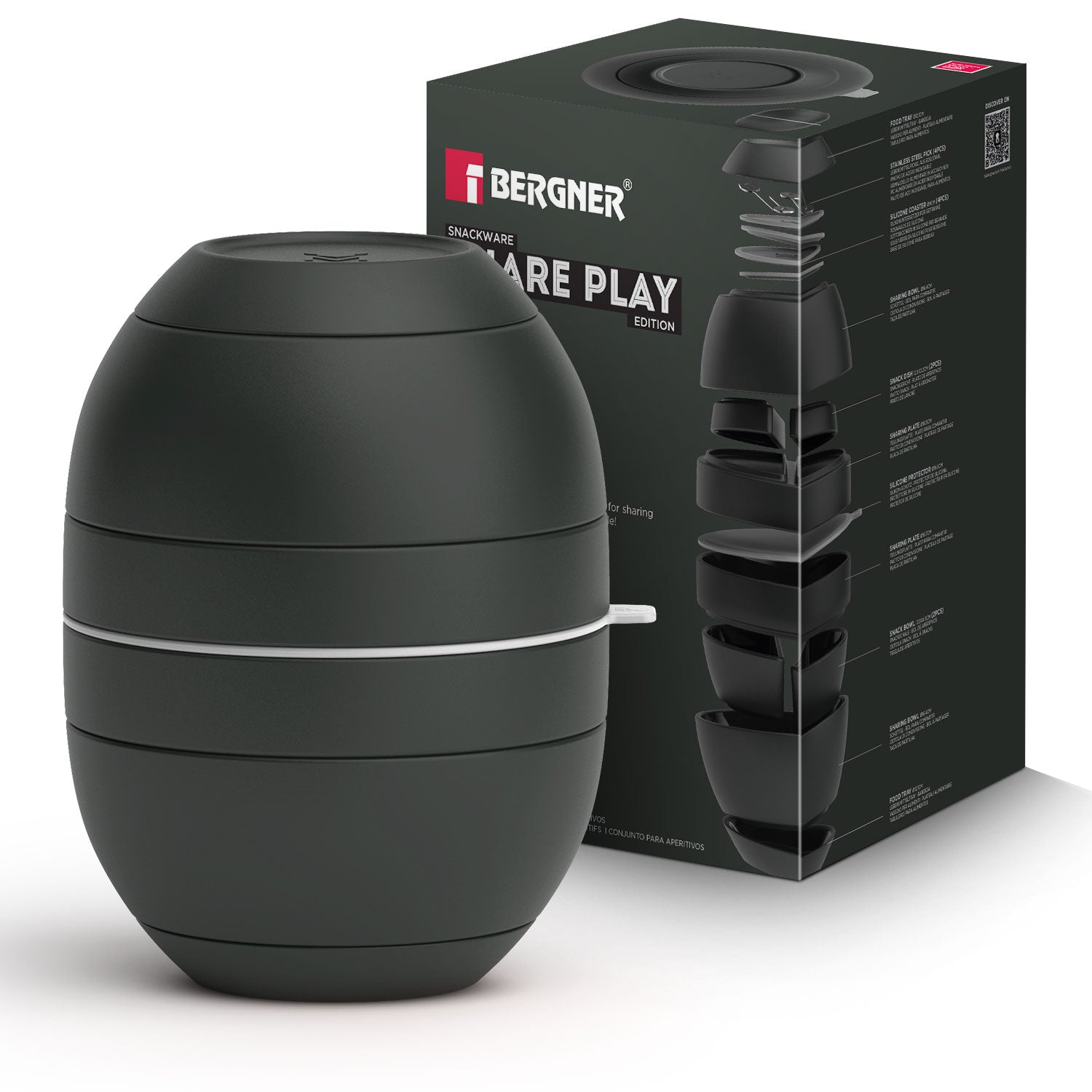 MasterPRO by Bergner Share Play Stoneware 19 Pcs Snackware Set - Matte Black
