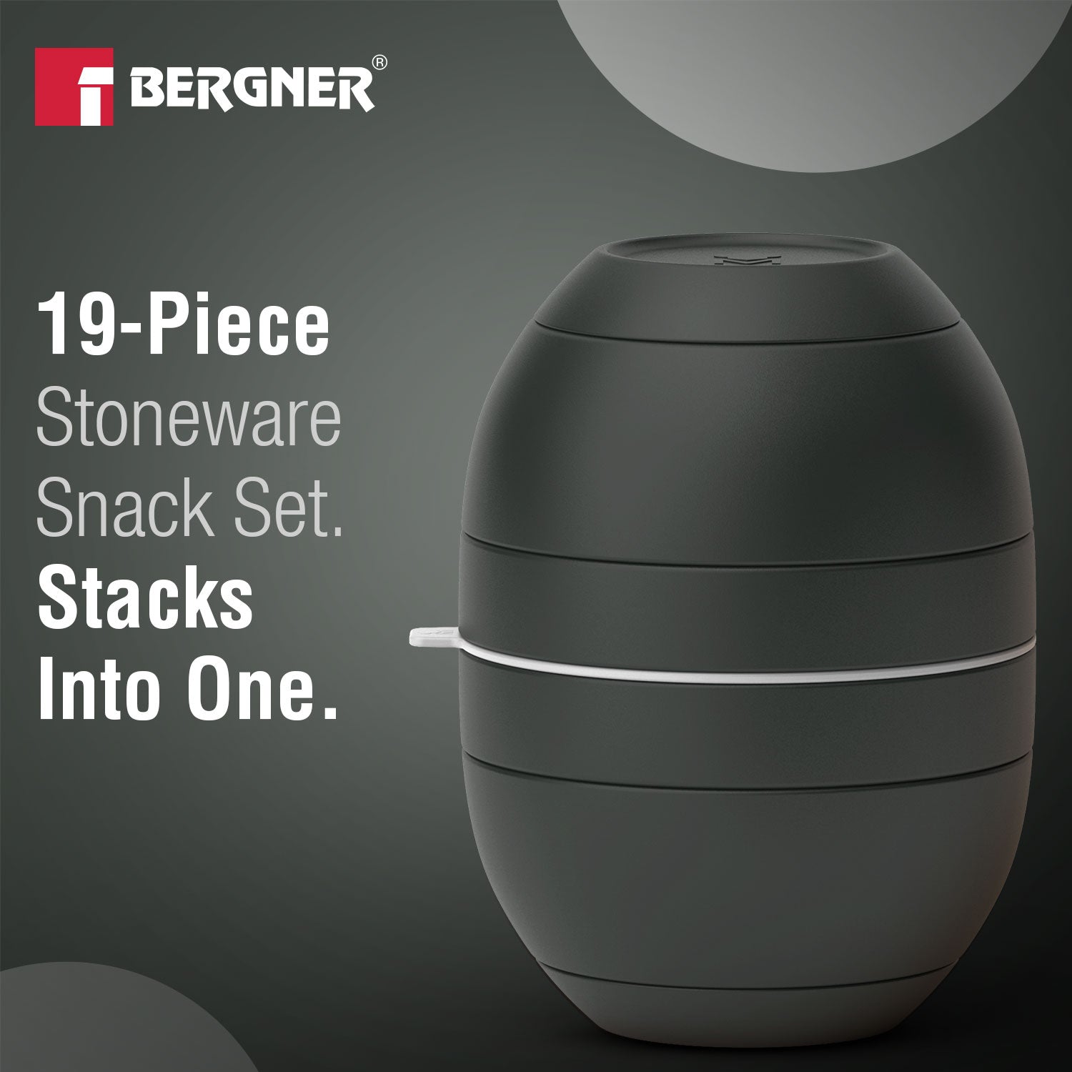 MasterPRO by Bergner Share Play Stoneware 19 Pcs Snackware Set - Matte Black